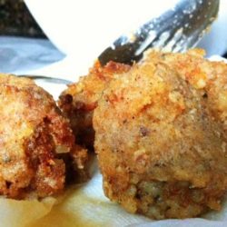 It’s one of the most delicious things we have in Louisiana. You can certainly eat it all alone, but these Louisiana Boudin Balls make great appetizers, or they’ll work as a side to another dish.