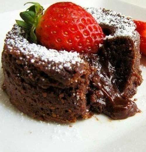 Chocolate Lava Cakes with Strawberries