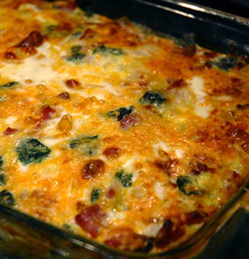 Recipe for Egg Ham and Spinach Hashbrown Casserole