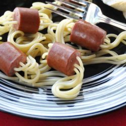 Kids and adults alike will try to figure out how you shoved those limp little lengths of pasta through their husky hunks of hot dog! No need to spill the beans — it can be your secret. If your kids are younger than 10, they might even think you’re a cooler wizard than Harry Potter.