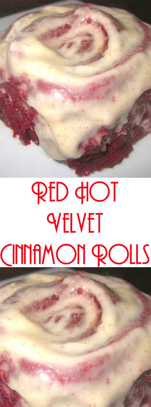 Red Hot Velvet Cinnamon Rolls with Cinnamon-Cream Cheese Frosting