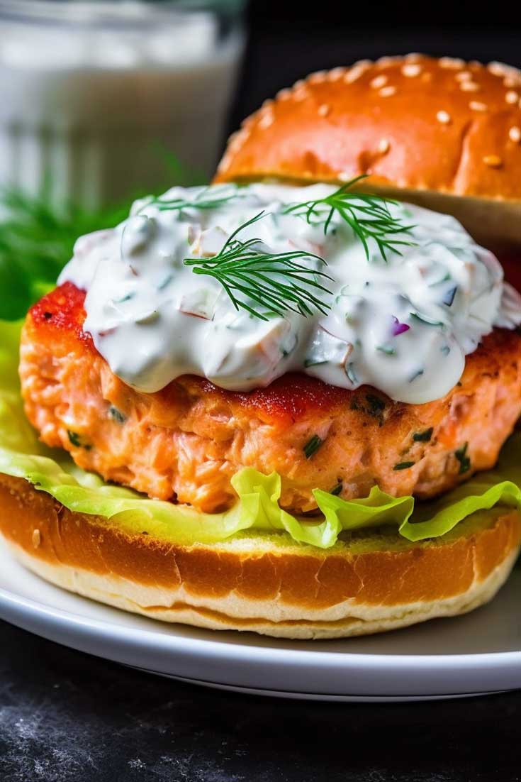 Easy Salmon Burgers With Dill Honey-Mustard, Horseradish, and