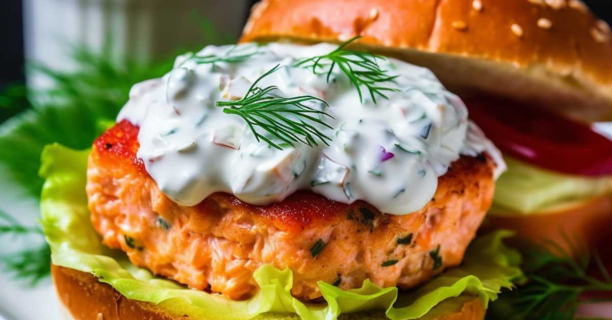 Easy Salmon Burgers With Dill Honey-Mustard, Horseradish, and