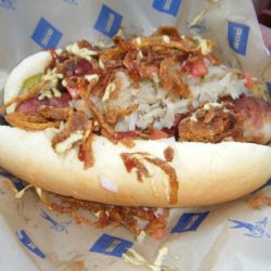 St. Louis Style Bacon Wrapped Hot Dog