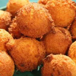 One day, I thought back to the hush puppies I’d had as a child on a Southern trip…and ended up creating my own version of them. This time with a bit of a kick from Jalapeno Peppers.