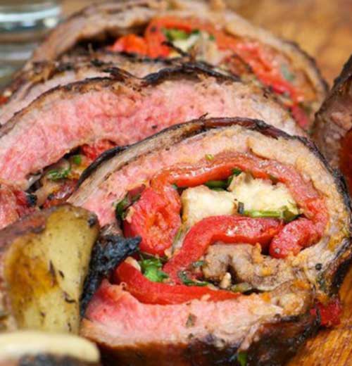 Recipe for Grilled Italian Stuffed Flank Steak