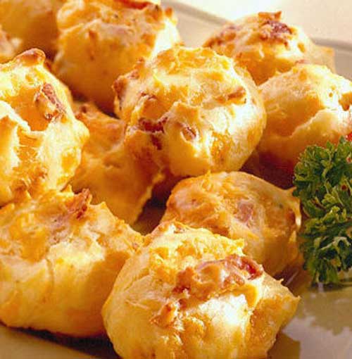 Recipe for Bacon Cheddar Puffs - The possibilities for this recipe are endless.You could add chopped up pepperoni and olives for a pizza puff. Add chopped ham and chopped cooked broccoli for a quiche like treat.