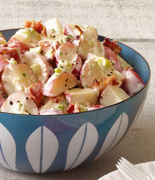 Recipe for Bacon Ranch Potato Salad - It’s that time of year to stock up on your recipes BBQ season, pool parties, showers, graduations.. variety is the spice of life- can’t feed your friends and family the same thing at every little get together!