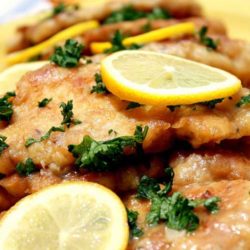 I LOVE chicken piccata, but Im often disappointed with recipes I try at home. This one is the exception! Pan-fried chicken breast medallions get a light, fresh lemon-butter sauce with capers and parsley.