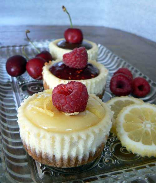 Mini Cheesecakes - These cute little cheesecakes are so yummy. And there is no end to how they can be topped. What is your favorite flavor combo?