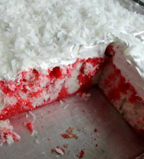Recipe for Raspberry Zinger Poke Cake - If you can bake a cake, you can make this yummy dessert.