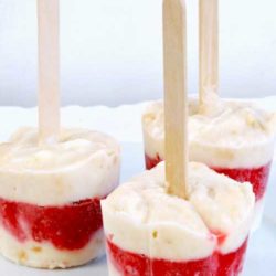 Recipe for Strawberry Shortcake Popsicles - The “shortcake” is actually Nilla wafers, the layering makes this a fun dessert for older kids to help with and the results will be adored by kids and grownups alike.
