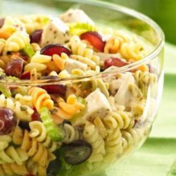 Recipe for Chicken Pasta Salad with Grapes and Poppy Seed Dressing - Pull off a dinner pasta salad in less than 30 minutes. Six easy ingredients are all you need.