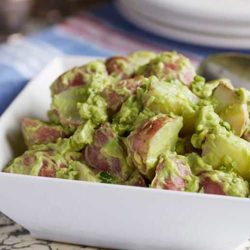 Recipe for Creamy Vegan Avocado Potato Salad - This classic potato salad features creamy avocado instead of mayonnaise, making it slightly green, I have a feeling no one will mind once they have a taste.
