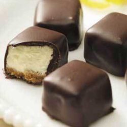 Recipe for Chocolate Covered Cheesecake Squares - Satisfy your cheesecake craving with these bite-sized treats. Dipped in chocolate, these sweet, creamy delights are party favorites. But be warned…you won’t be able to eat just one!