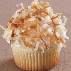 Recipe for Lime Cupcakes with Coconut Fluff Icing - The lime cupcakes are a delicious contrast between tart lime and mellow coconut icing.