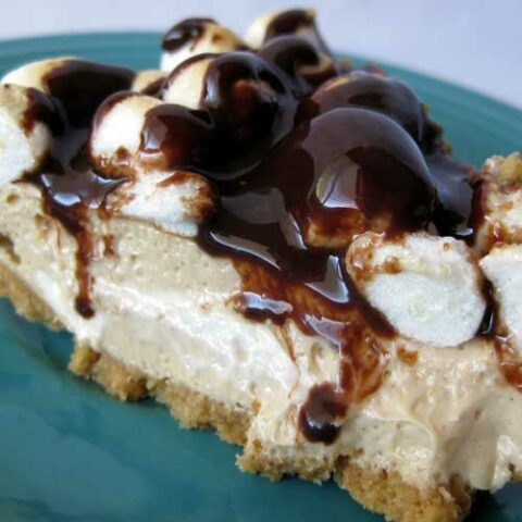 Recipe for Peanut Butter S'more Pie - I am on a peanut butter kick right now. I just can't get enough of the sweet/salty combination!