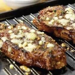 This mouth-watering Steak With Gorgonzola Thyme Crust is infused with herbs and topped off with the most enticing flavor of Gorgonzola cheese.