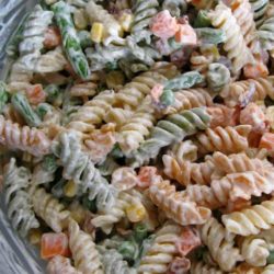 Recipe for Bacon Ranch Pasta Salad - This recipe is simple and really only a guideline. Feel free to change up the type of pasta used, or substitute different vegetables.