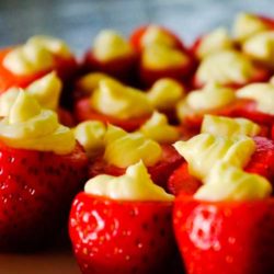 Recipe for Cheesecake Stuffed Strawberries - You’ll love these guilt-free little cheesecake stuffed strawberries. So easy and perfect for spring or summer parties!
