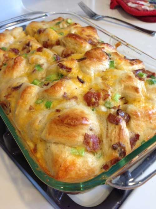 When I first saw the recipe that inspired this Comfort Bake Yum, it had a lot fewer ingredients and was intended as a snack. I stepped it up a few notches and made it a breakfast feast!