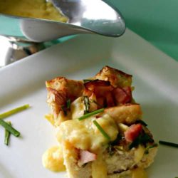 Recipe for Eggs Benedict Casserole - A casserole version of a breakfast classic. It is perfect for any brunch spread.
