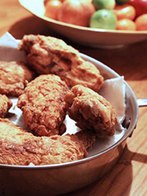 I’ve made fried chicken using lots of recipes. In recent years, the recipe that gets the most rave reviews is this one here. The secret is in the brine.