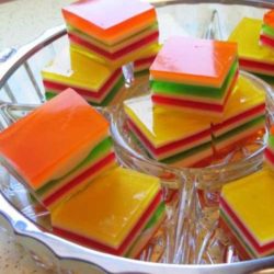Recipe for Layered Finger Jello - When I was a kid, I remember always going straight for the jello if it was being served. My favorite was layered jello that was firm enough to be held in your hand, not jello eaten from a bowl with a spoon. My aunt was kind enough to give me the recipe she used since she knew how much I loved it!