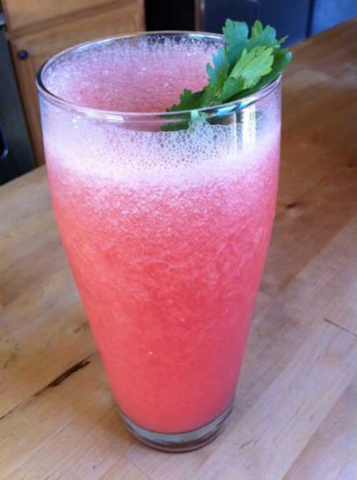 Recipe for Watermelon Slushie - This is a sweet and very refreshing smoothie that contains no fat and just 58 calories per serving.