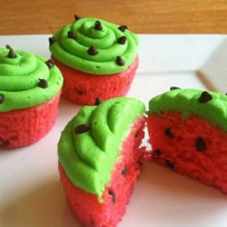 Aren’t these watermelon cupcakes just the cutest things you’ve ever seen? Watermelon just shouts SUMMER, doesn’t it? Summer BBQ’s. Summer Parties.