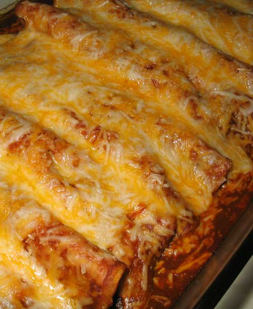 These Beef and Bean Enchiladas are snap to make and taste great. They were even good reheated for lunch the next day. I served this with some Mexican rice and chips and salsa.