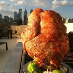 Beer can chicken is our favorite way to cook chicken on the grill. Every time we use this recipe to cook a whole chicken, it turns out moist and delicious. I always hope to have leftovers, but we rarely do!