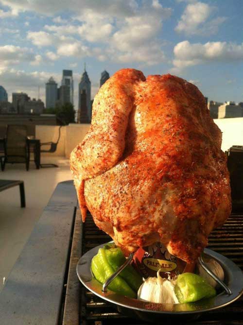 Beer can chicken is our favorite way to cook chicken on the grill. Every time we use this recipe to cook a whole chicken, it turns out moist and delicious. I always hope to have leftovers, but we rarely do!