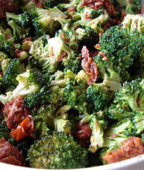 Recipe for Broccoli Salad with Crisp Bacon Bits - This is the classic broccoli salad that everyone loves. Crispy, crunchy, and loaded with bacon-y goodness!