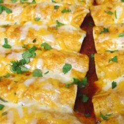 Recipe for Cheesey Chicken Enchiladas - I REALLY wanted some enchiladas last week. This recipe was so easy, I may just not go out for Tex-Mex ever again!