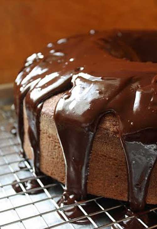 Recipe for Chocolate Glazed Chocolate Chip Pound Cake - This velvety pound cake is like a well orchestrated composition. It's flavors are deep, rich, and expressive. And most importantly...look at how chocolatey!