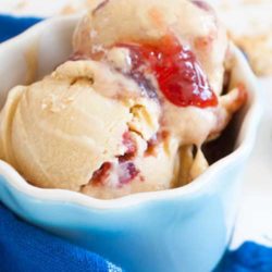 Recipe for Peanut Butter and Jelly Ice Cream - PB&J isn't just for kiddie sandwiches any more. I like to include fresh strawberries in the jam for that fresh-y burst