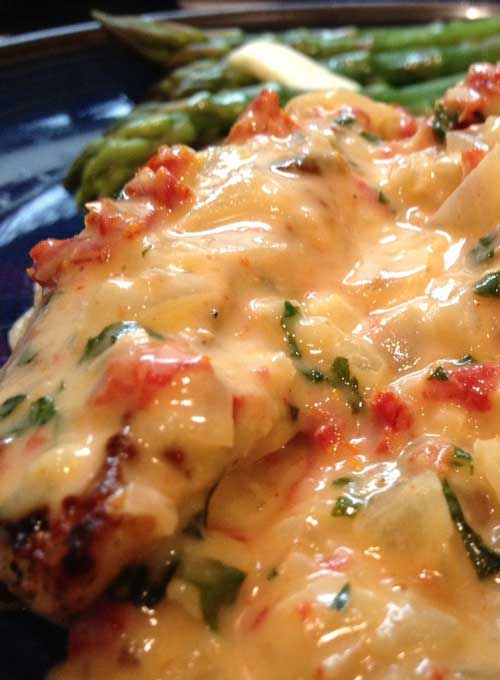 Recipe for Chicken with Sun Dried Tomato-Basil Sauce - The chicken all by itself is go-ood. But I guarantee that you will be licking this creamy sun-dried tomato basil sauce off your plate!