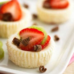 Recipe for Low-Cal White Chocolate Mini Cheesecakes - We gave this recipe for mini cheesecakes a healthy makeover to make these creamy, dreamy morsels guilt-free. Enjoy!