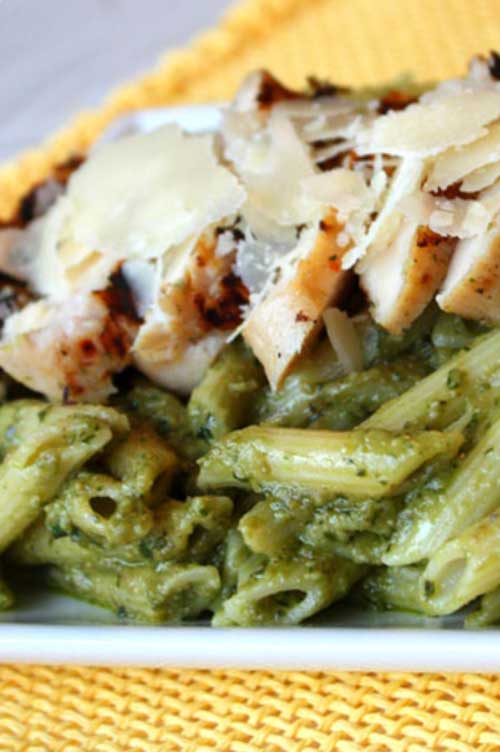 Avocado Penne Pesto with Grilled Chicken