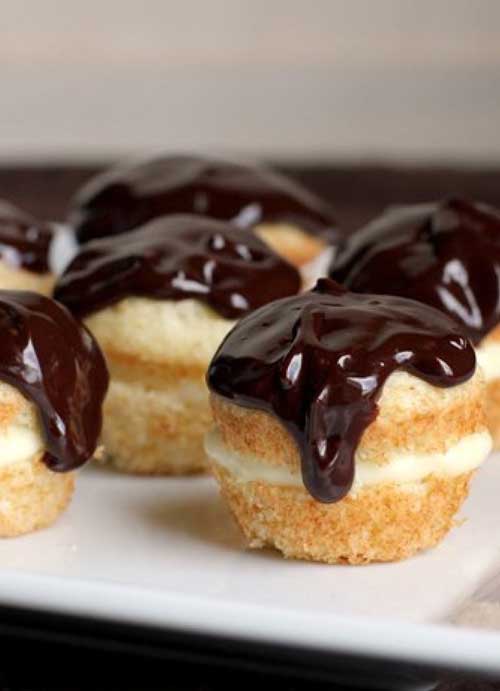 Recipe for Bite-sized Boston Cream Pies - It’s Party Time! These cupcakes make a great addition to any party table! Bring them and watch how happy you can make your friends or coworkers!