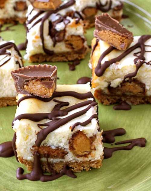 Peanut Butter Cup and Chocolate Cheesecake Bars