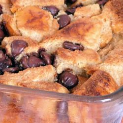 Recipe for Chocolate Chip French Toast Casserole - It’s chocolate chips for breakfast, and if you can’t eat chocolate chips for breakfast at this time of year, then when else can you?