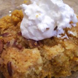 Recipe for Pumpkin Cobbler - I love baking this time of year. The smells and the oven warming up the house. I got this recipe from a relative and it always gets gobbled up!