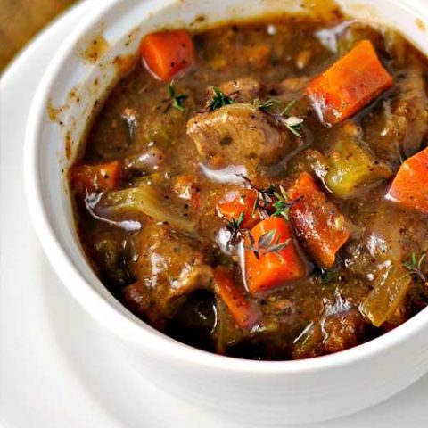 Here’s a good old-fashioned stew with rich beef gravy that lets all of the flavors come through. This is the perfect hearty dish for a blustery winter day.
