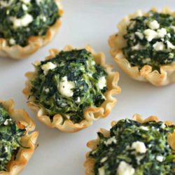Recipe for Easy Mini Spanakopita - The easiest and most perfect appetizer for your next gathering, party, or as game-day eats for the Big Game!