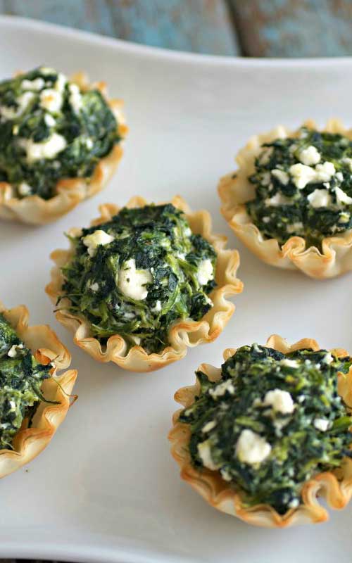 Recipe for Easy Mini Spanakopita - The easiest and most perfect appetizer for your next gathering, party, or as game-day eats for the Big Game!