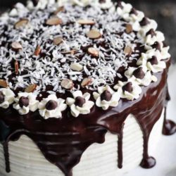Recipe for Almond Joy Cake - If you like Almond Joy candy bars (like I do) then you will love this cake. Coconut haters look away. Look away now. This is not the cake for you.