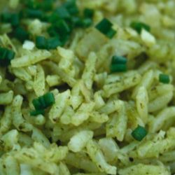 Recipe for Garlic & Herb "Green" Rice - Nice Mexican twist on boring old rice. A good accompaniment for just about any main course, especially grilled meats.