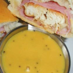 Recipe for Malibu Chicken Bundles with Sunburst Dipping Sauce - The idea came from pigs in a blanket. An adult version with chicken cordon bleu instead of hot dogs!